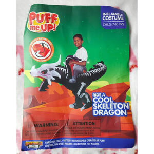 Blow Up Halloween Inflatable Costume Child (7-10yrs) Ride A Cool Skeleton Dragon
